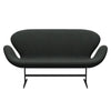 Fritz Hansen Swan Sofa 2 Seater, Black Lacquered/Re Wool Black/Natural