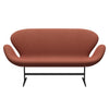 Fritz Hansen Swan™ Sofa 2 Seater, Black Lacquered/Re Wool Coral Red/Natural