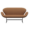 Fritz Hansen Swan™ Sofa 2 Seater, Black Lacquered/Re Wool Ornage/Natural