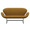 Fritz Hansen Swan Sofa 2 Seater, Black Lacquered/Re Wool Saffron/Natural