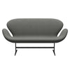 Fritz Hansen Swan Sofa 2 Seater, Black Lacquered/Re Wool Taupe/Natural