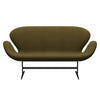 Fritz Hansen Swan Sofa 2 Seater, Black Lacquered/Steelcut Army Green