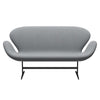 Fritz Hansen Swan Sofa 2 Seater, Black Lacquered/Steelcut Light Grey