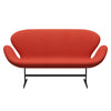 Fritz Hansen Swan Sofa 2 Seater, Black Lacquered/Steelcut Light Red