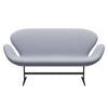 Fritz Hansen Swan Sofa 2 Seater, Black Lacquered/Steelcut Mouse Grey