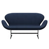 Fritz Hansen Swan Sofa 2 Seater, Black Lacquered/Steelcut Royal Blue