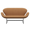 Fritz Hansen Swan Sofa 2 Seater, Black Lacquered/Steelcut Trio Camel