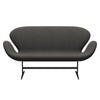 Fritz Hansen Swan Sofa 2 Seater, Black Lacquered/Steelcut Trio Dark Grey