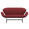 Fritz Hansen Swan Sofa 2 Seater, Black Lacquered/Steelcut Trio Dark Red