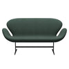 Fritz Hansen Swan Sofa 2 Seater, Black Lacquered/Steelcut Trio Dusty Green