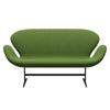 Fritz Hansen Swan Sofa 2 Seater, Black Lacquered/Steelcut Trio Grass Green