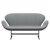 Fritz Hansen Swan Sofa 2 Seater, Black Lacquered/Steelcut Trio Grey