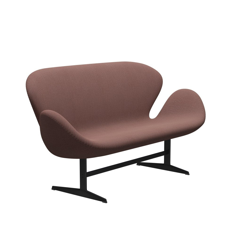 Fritz Hansen Svanesofa 2-Personers, Sortlakeret/Steelcut Trio Light Brown & Red/Green