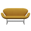 Fritz Hansen Swan Sofa 2 Seater, Black Lacquered/Steelcut Trio Mustard