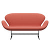 Fritz Hansen Swan™ Sofa 2 Seater, Black Lacquered/Steelcut Trio Pink/Orange