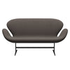 Fritz Hansen Swan Sofa 2 Seater, Black Lacquered/Steelcut Trio Red/Light Brown