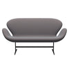 Fritz Hansen Swan Sofa 2 Seater, Black Lacquered/Steelcut Trio Soft Blue/Brown/Black