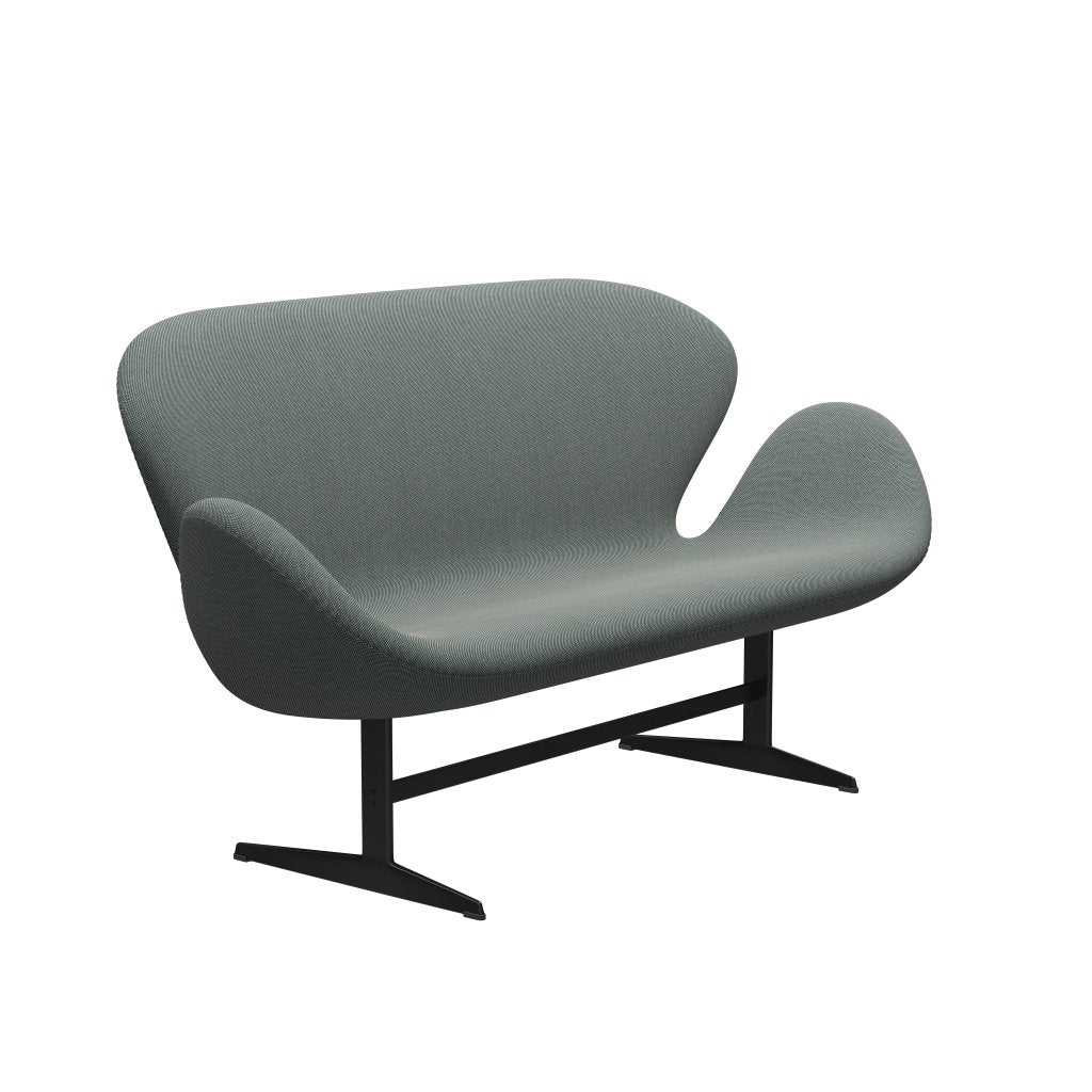 Fritz Hansen Svanesofa 2-Personers, Sortlakeret/Steelcut Trio Whire/Dark Green