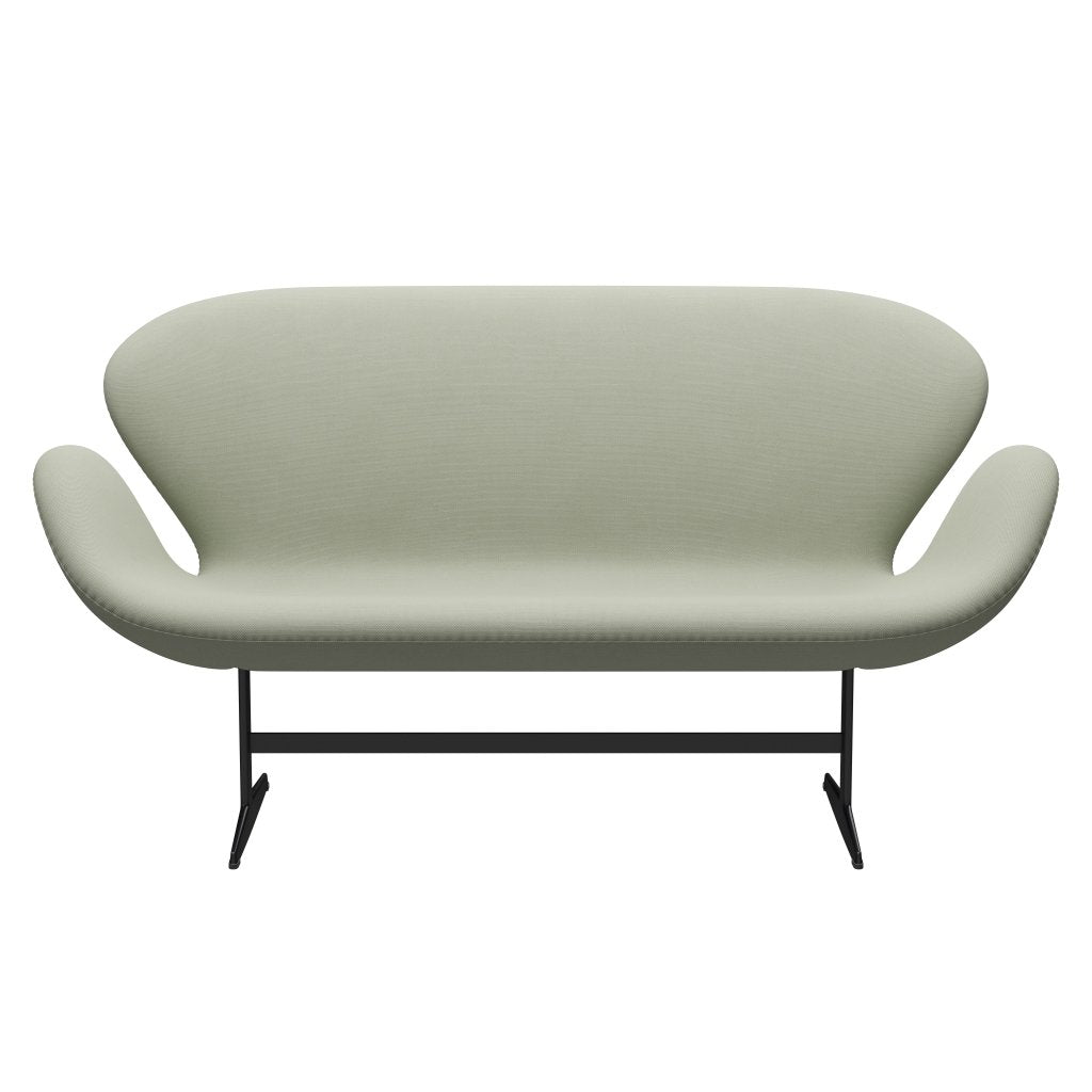 Fritz Hansen Svanesofa 2-Personers, Sortlakeret/Steelcut Light/Mild Turquoise