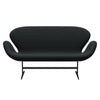 Fritz Hansen Swan Sofa 2 Seater, Black Lacquered/Sunniva Black/Dark Grey