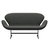 Fritz Hansen Swan Sofa 2 Seater, Black Lacquered/Sunniva Light Grey/Dark Grey