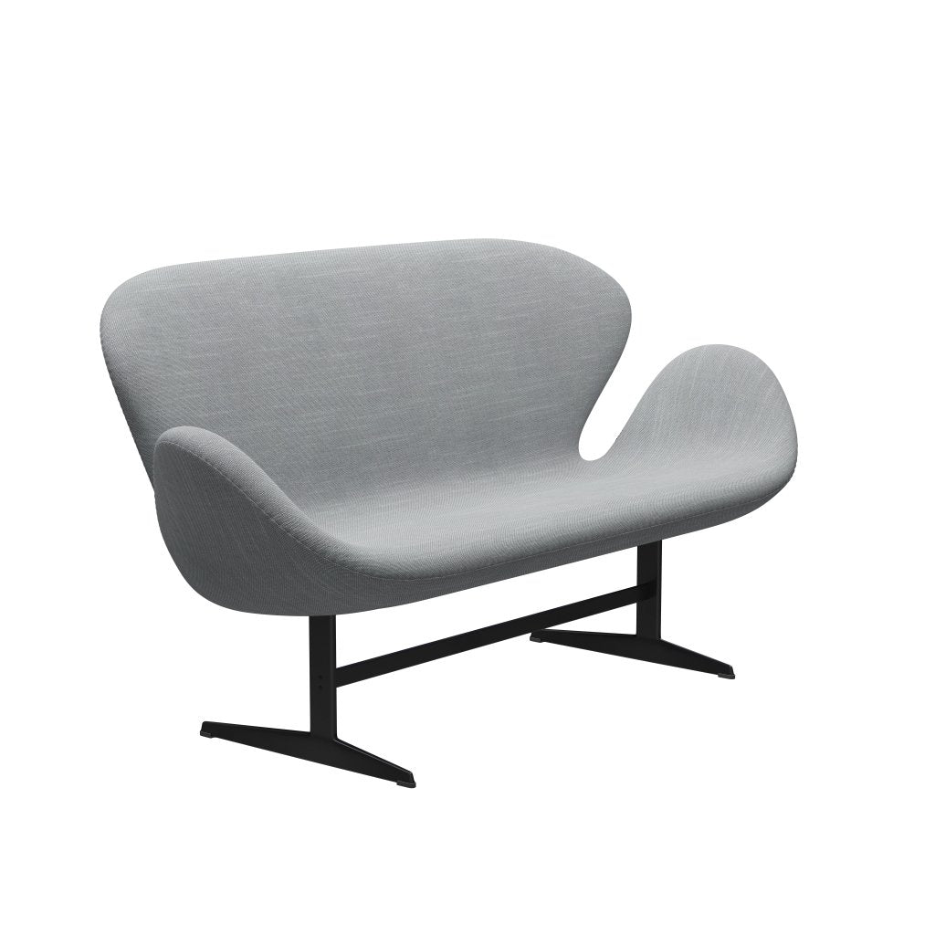 [product_category]-Fritz Hansen Swan Sofa 2 Seater, Black Lacquered/Sunniva Light Grey/Light Blue-Fritz Hansen-3321-SV133-BLLA-FRI-2