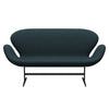 Fritz Hansen Swan Sofa 2 Seater, Black Lacquered/Tonus Dark Green