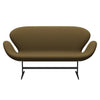 Fritz Hansen Swan Sofa 2 Seater, Black Lacquered/Tonus Khaki Green