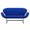 Fritz Hansen Swan Sofa 2 Seater, Black Lacquered/Tonus Light Blue