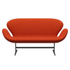 Fritz Hansen Swan™ Sofa 2 Seater, Black Lacquered/Tonus Orange (554)