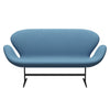 Fritz Hansen Swan Sofa 2 Seater, Black Lacquered/Tonus Pastel Blue