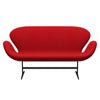 Fritz Hansen Swan Sofa 2 Seater, Black Lacquered/Tonus Red