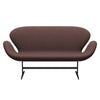 Fritz Hansen Swan Sofa 2 Seater, Black Lacquered/Tonus Violet Grey