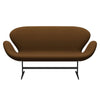 Fritz Hansen Swan Sofa 2 Seater, Black Lacquered/Tonus Warm Brown (364)