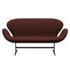 Fritz Hansen Swan Sofa 2 Seater, Black Lacquered/Tonus Warm Brown (374)