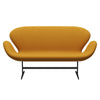 Fritz Hansen Swan Sofa 2 Seater, Black Lacquered/Tonus Warm Yellow