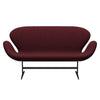 Fritz Hansen Swan Sofa 2 Seater, Black Lacquered/Tonus Wine Red