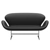 Fritz Hansen Swan Sofa 2 Seater, Satin Brushed Aluminium/Aura Black