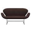 Fritz Hansen Swan Sofa 2 Seater, Satin Brushed Aluminium/Canvas Grey Ocean