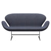 Fritz Hansen Swan Sofa 2 Seater, Satin Brushed Aluminium/Canvas Light Blue (0734)