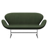 Fritz Hansen Swan Sofa 2 Seater, Satin Brushed Aluminium/Canvas Light Green/Blue