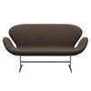 Fritz Hansen Swan Sofa 2 Seater, Satin Brushed Aluminium/Canvas Military Green