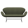 Fritz Hansen Swan Sofa 2 Seater, Satin Brushed Aluminium/Canvas Moss Green