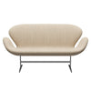 Fritz Hansen Swan Sofa 2 Seater, Satin Brushed Aluminium/Canvas Sand Light