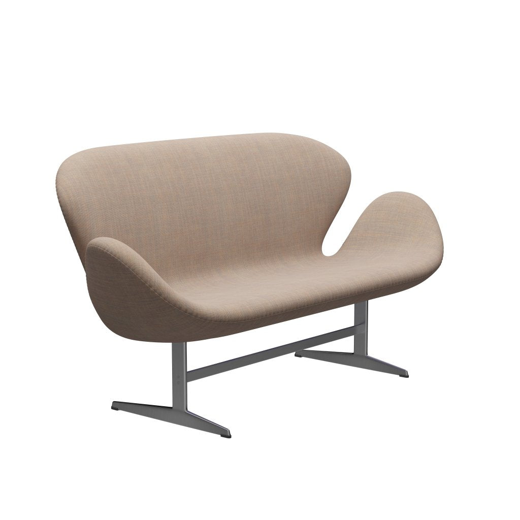 Fritz Hansen Svanesofa 2-Personers, Satinpoleret Aluminium/Canvas Sand