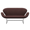 Fritz Hansen Swan Sofa 2 Seater, Satin Brushed Aluminium/Canvas Stone Dark