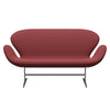 Fritz Hansen Swan Sofa 2 Seater, Satin Brushed Aluminium/Capture Dark Red