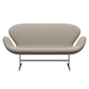 Fritz Hansen Swan Sofa 2 Seater, Satin Brushed Aluminium/Capture Grey Sand