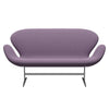 Fritz Hansen Swan Sofa 2 Seater, Satin Brushed Aluminium/Capture Light Violet