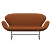 Fritz Hansen Swan™ Sofa 2 Seater, Satin Brushed Aluminium/Capture Rust/Orange
